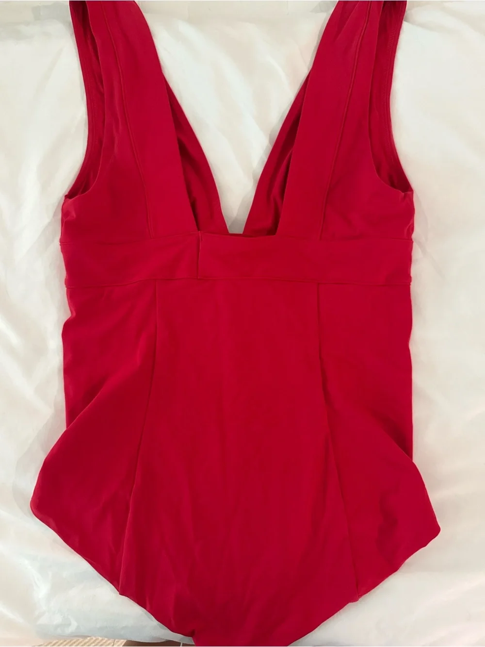 & Other Stories Deep V One-Piece Swimsuit in Red